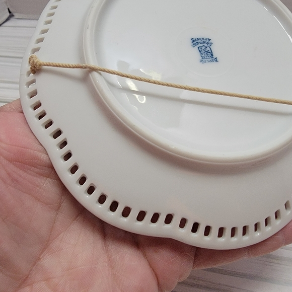 Bavaria Schumann Arzberg Germany Reticulated Plate Pheasants Pink Roses 5 1/2" - Picture 10 of 14